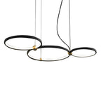 Black iron multi-ring circular chandelier, sixth product view