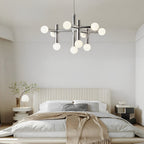 Chrome iron and glass globe sputnik chandelier, third view