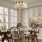 Copper and glass round French style chandelier, main product view