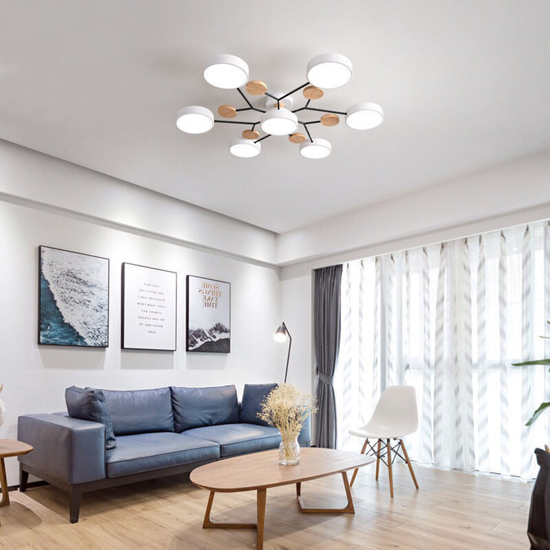 Sputnik Ceiling Light, Nordic Metal Artistic LED Chandelier for Kids Rooms and Nurseries, Flower-Form Design in Three Colors
