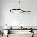 Black iron multi-ring circular chandelier, second product view