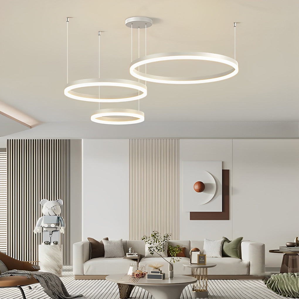White iron concentric ring chandelier, main product view