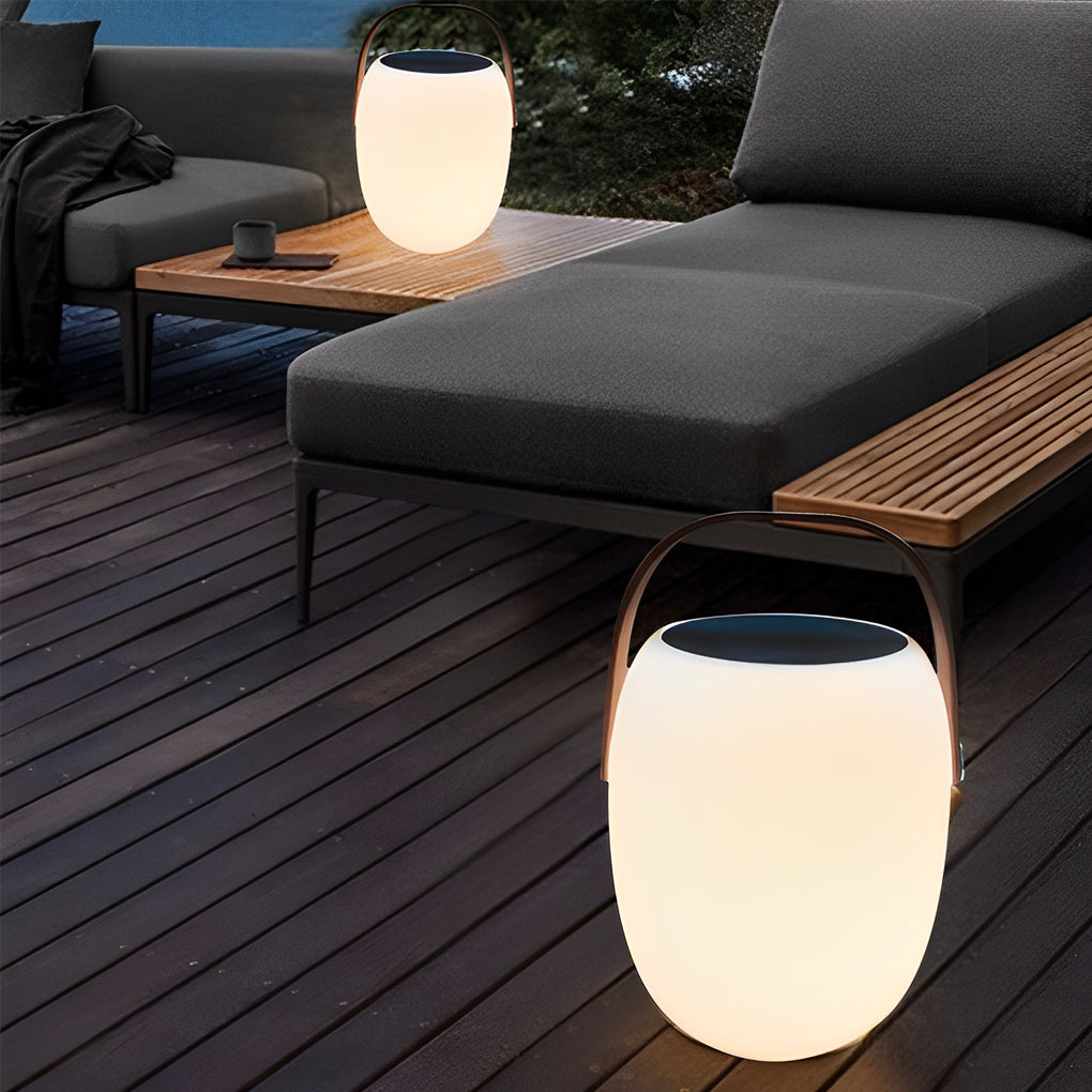 Outdoor Solar Lantern, Portable Wood-Grain LED Floor Lamp for Patios and Garden Paths, IP65 Waterproof with 6-8 Hour Runtime