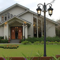 European Outdoor Lamp Post, Classic Black Aluminum Post Light for Driveways, Gardens, and Front Walks, Glass Lantern with E27 LED