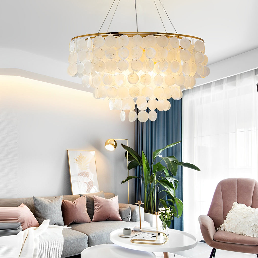 Coastal shell chandelier shown in an alternative product view