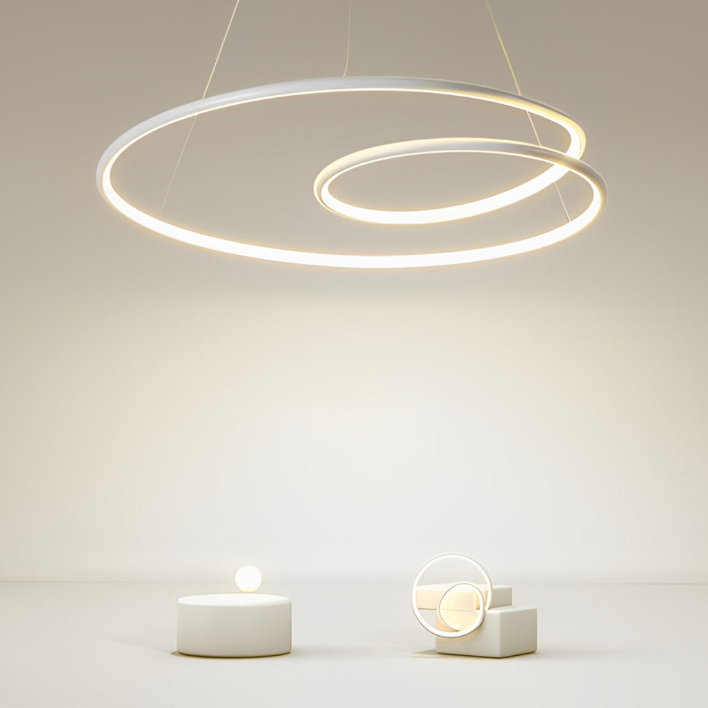 Aluminium interlocking ring pendant chandelier, third product view