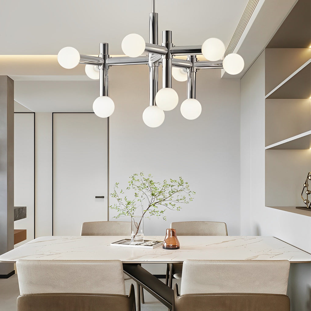 Chrome iron and glass globe sputnik chandelier, fourth view