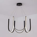 Black aluminium minimalist LED chandelier, sixth product view