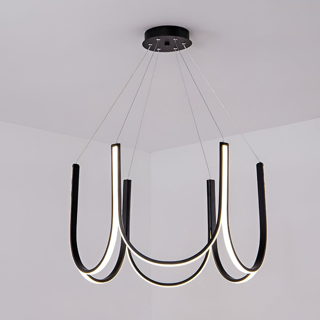 Black aluminium minimalist LED chandelier, sixth product view