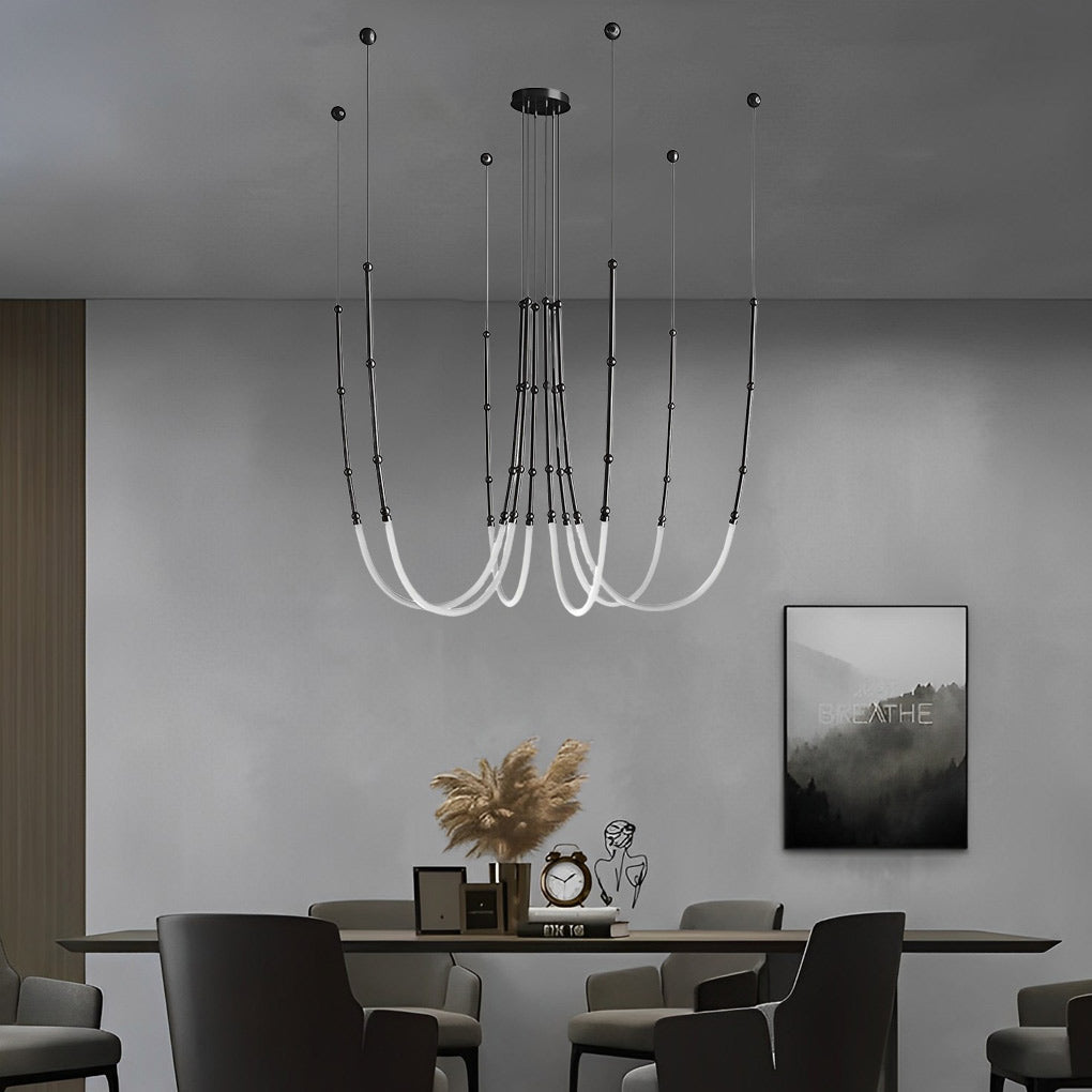 Black iron bamboo knot staircase chandelier, fourth product view