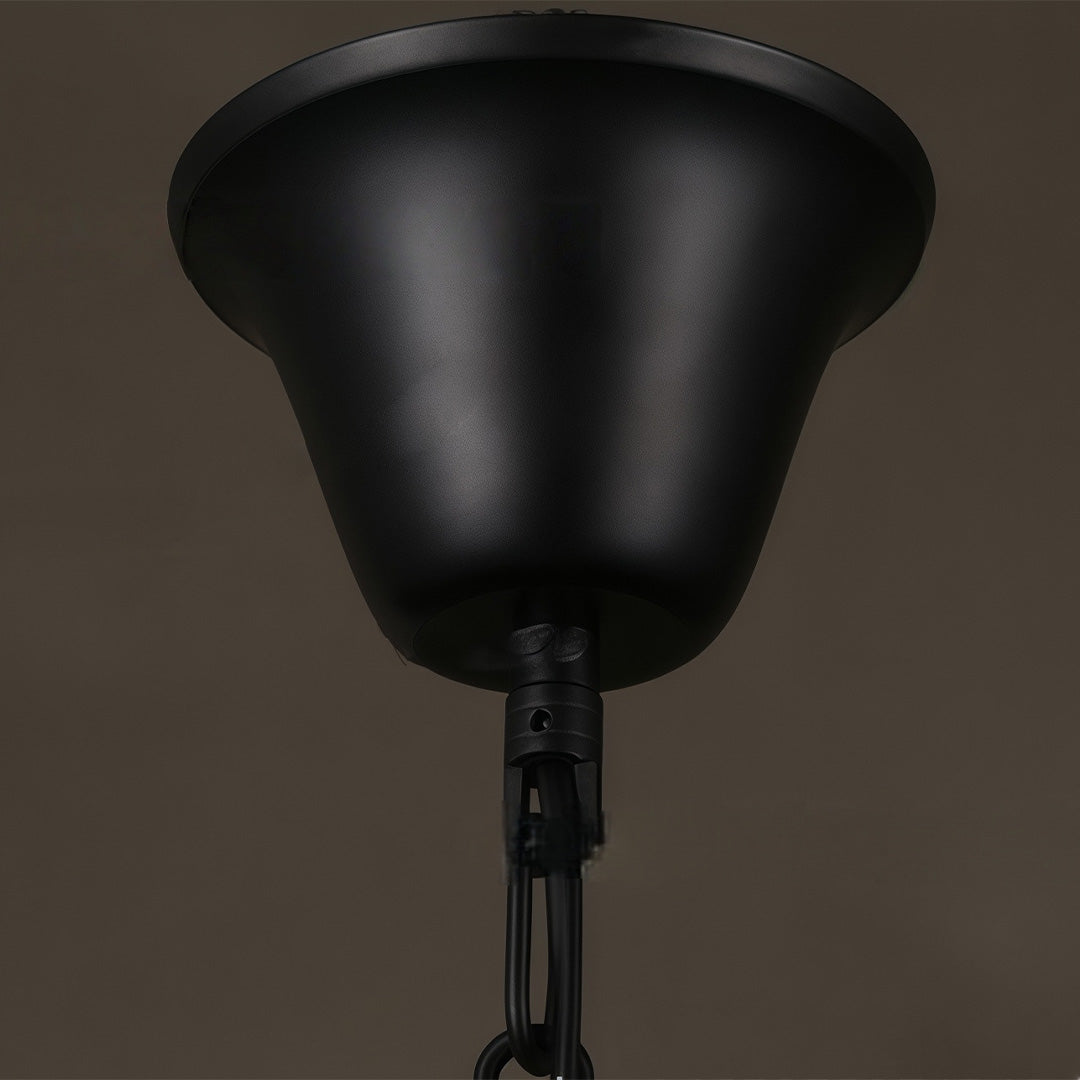 Clear glass bowl pendant light with iron frame, fourth product view