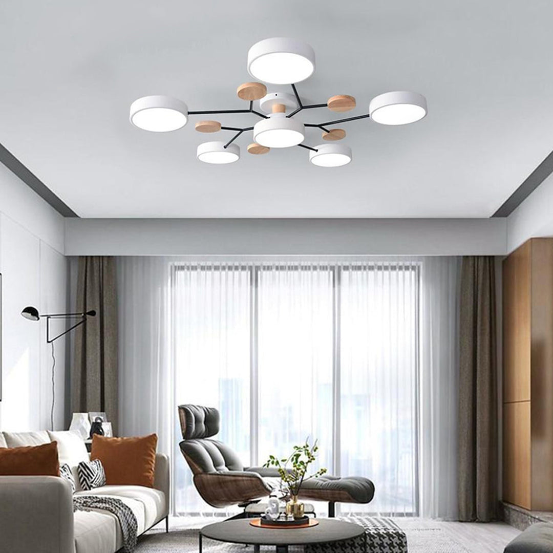 Sputnik Ceiling Light, Nordic Metal Artistic LED Chandelier for Kids Rooms and Nurseries, Flower-Form Design in Three Colors
