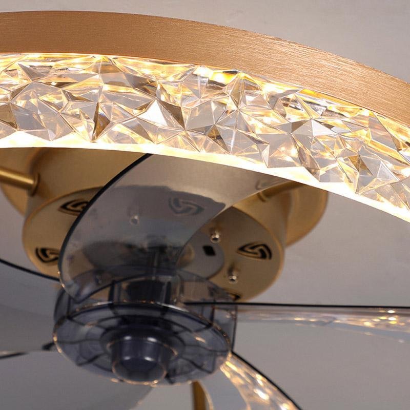 5-Blade Ceiling Fan with Light, Round Iron Retro Fan Light for Bedrooms and Studies, Encircling Glow with Central Blades
