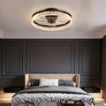 5-Blade Ceiling Fan with Light, Round Iron Retro Fan Light for Bedrooms and Studies, Encircling Glow with Central Blades