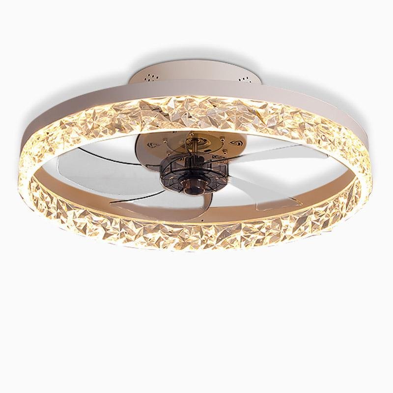 5-Blade Ceiling Fan with Light, Round Iron Retro Fan Light for Bedrooms and Studies, Encircling Glow with Central Blades