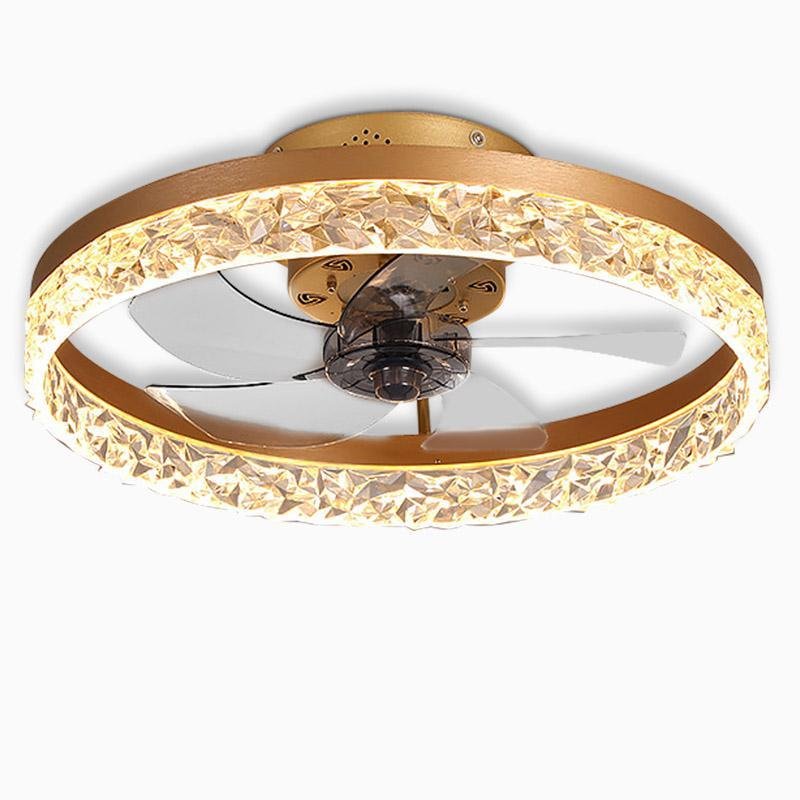5-Blade Ceiling Fan with Light, Round Iron Retro Fan Light for Bedrooms and Studies, Encircling Glow with Central Blades
