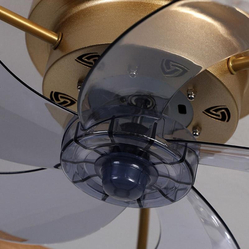 5-Blade Ceiling Fan with Light, Round Iron Retro Fan Light for Bedrooms and Studies, Encircling Glow with Central Blades