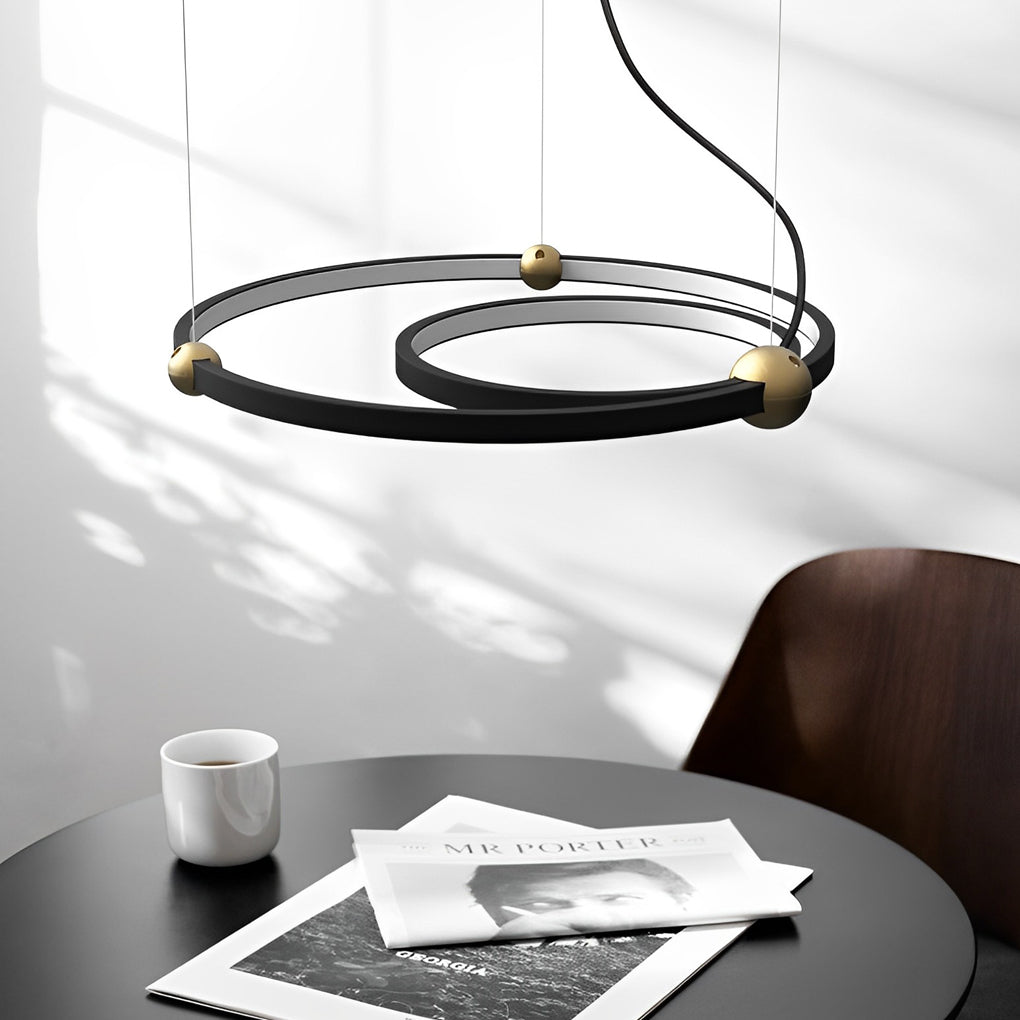 Black iron multi-ring circular chandelier, main product view