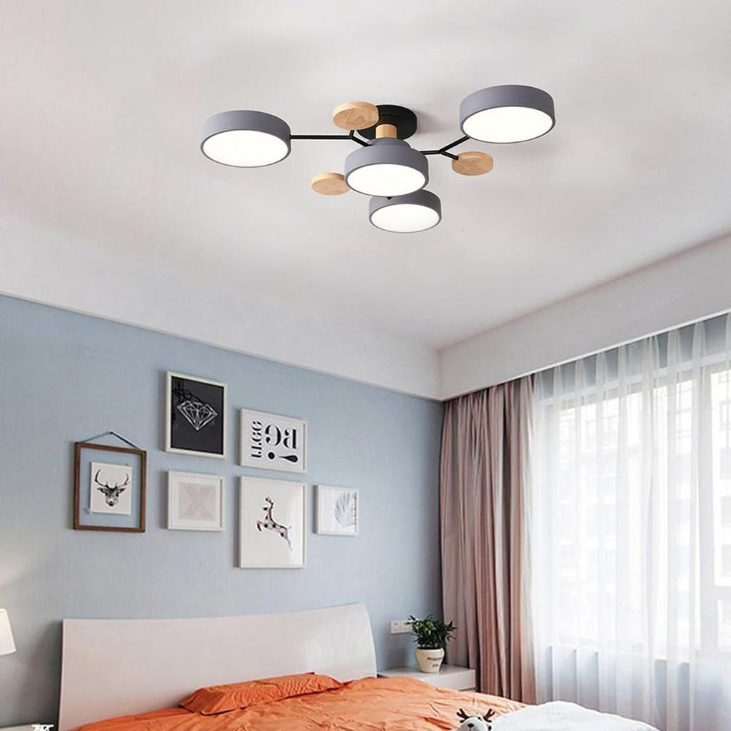 Sputnik Ceiling Light, Nordic Metal Artistic LED Chandelier for Kids Rooms and Nurseries, Flower-Form Design in Three Colors