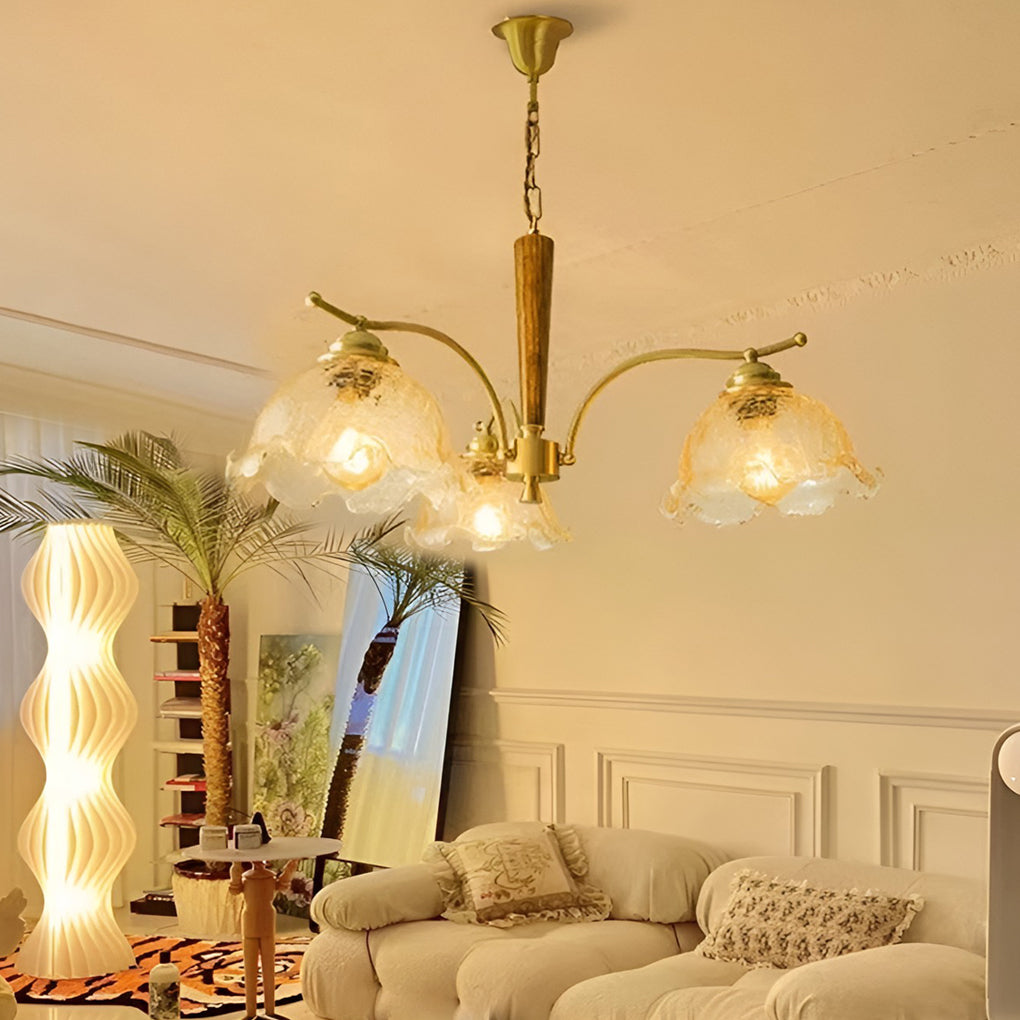 Vintage copper cracked glass chandelier, fourth product view