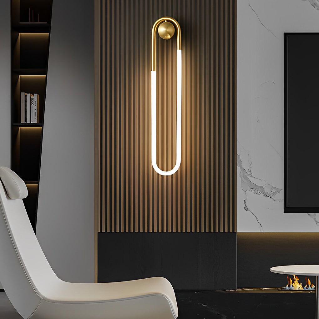 Copper Minimalist Wall Lamp, Three-Step Dimming LED Sconce for Bedrooms and Hallways, Brass Body in Two Heights