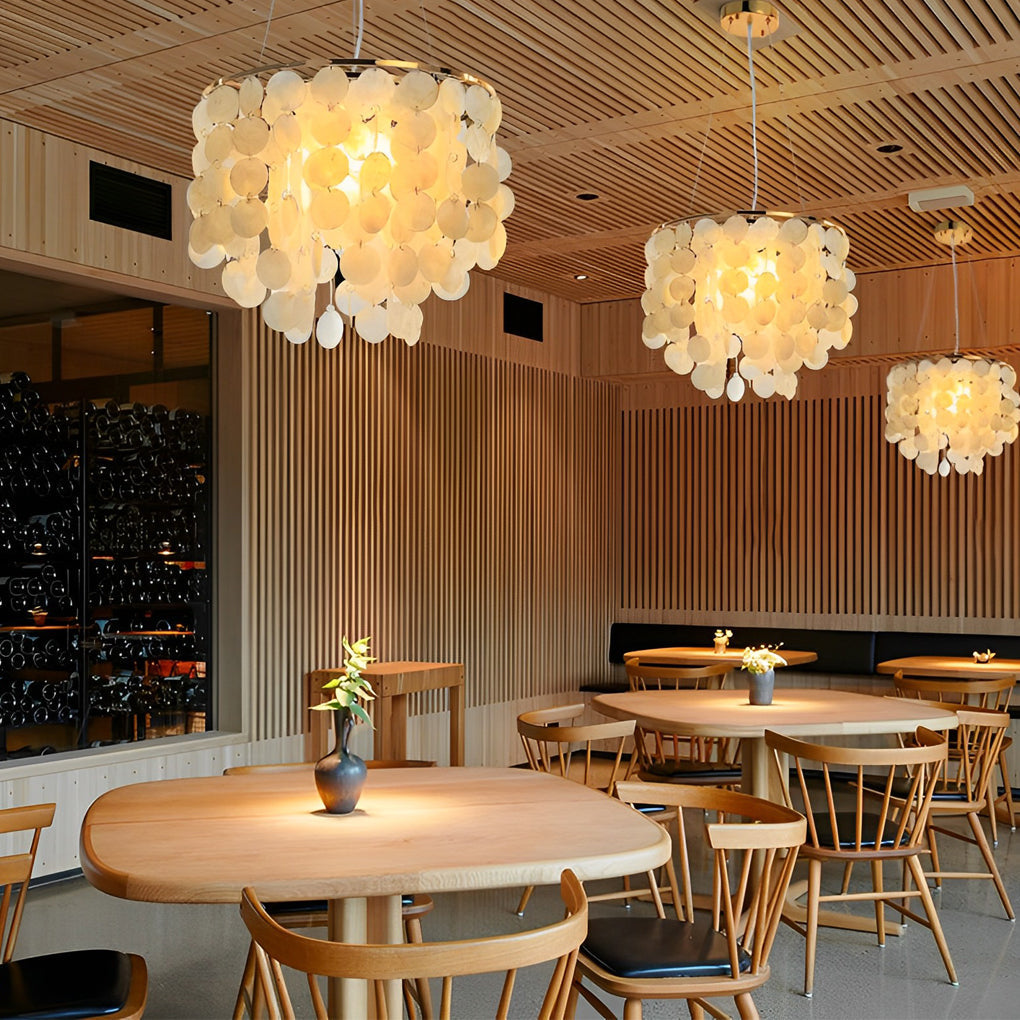 Gold shell chandelier shown in an additional catalogue view