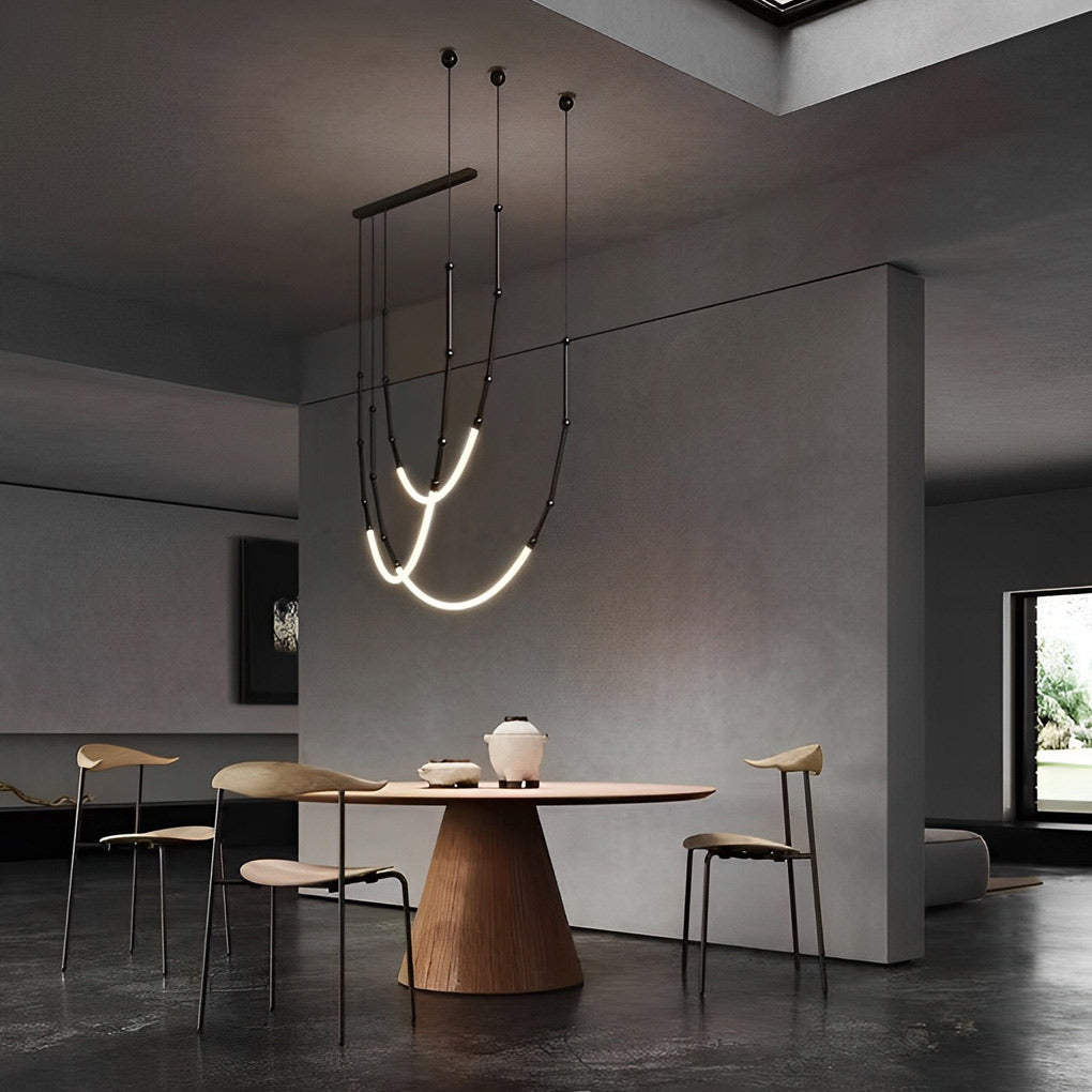 Black iron bamboo knot staircase chandelier, third product view