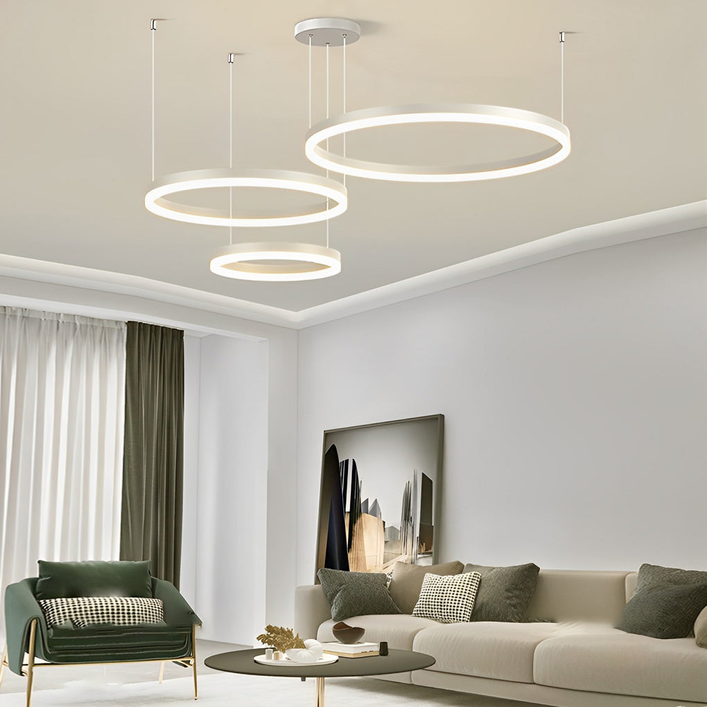 White iron concentric ring chandelier, fifth product view
