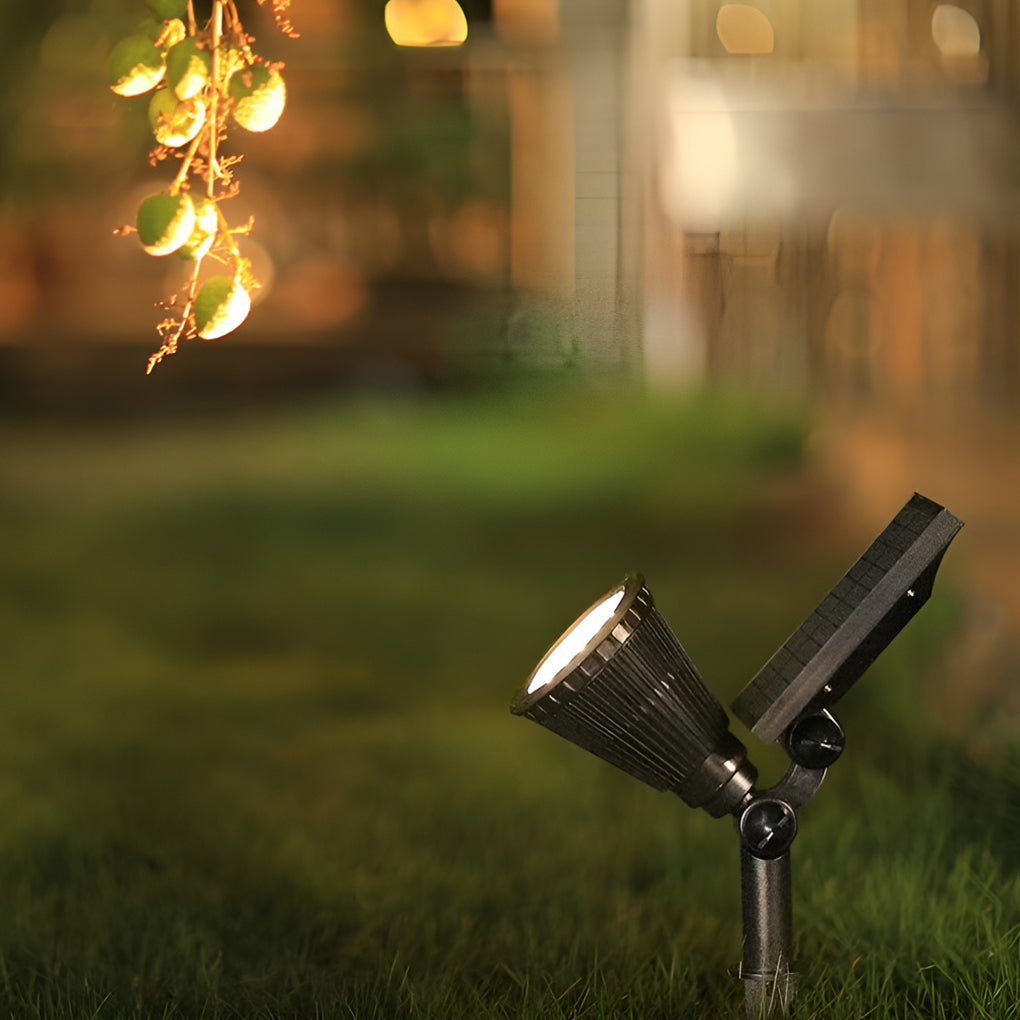 Solar Landscape Spotlights, Waterproof Modern LED Garden Uplights for Trees and Facades, Warm White or RGB Color Options