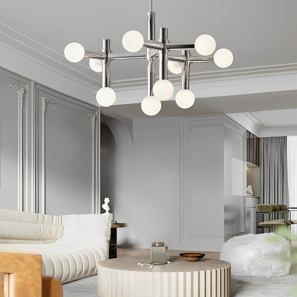 Chrome iron and glass globe sputnik chandelier, second view