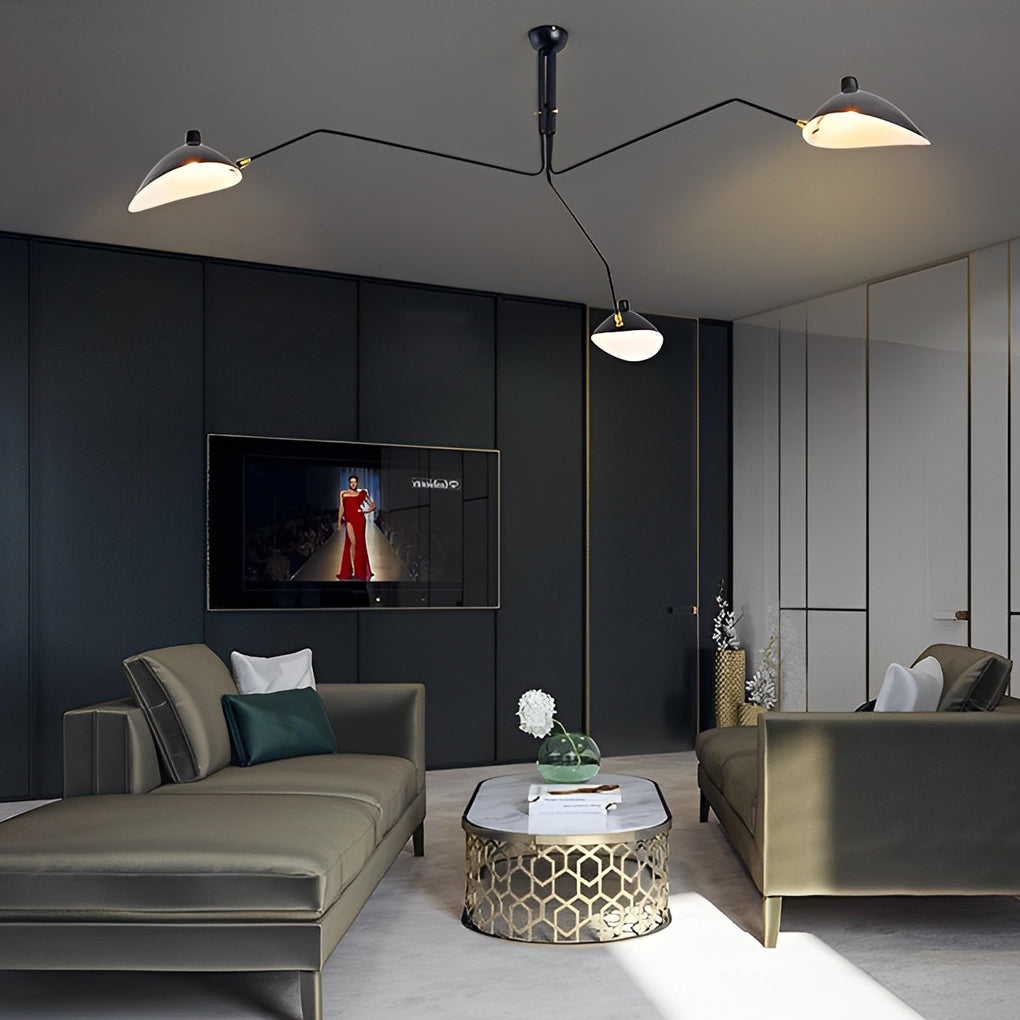 Black swing arm duckbill chandelier, fourth product view