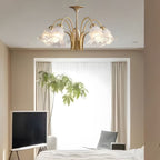 Gold copper and glass lily chandelier, second product view