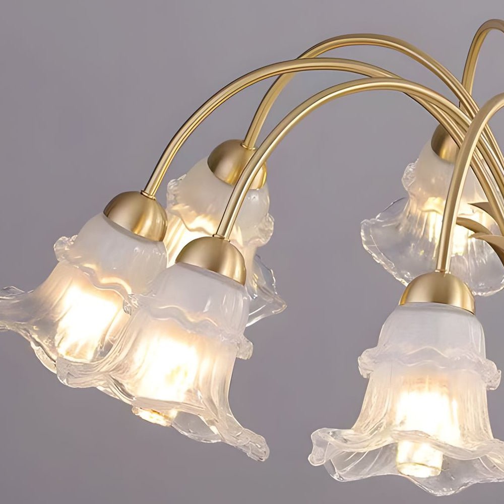 Gold copper and glass lily chandelier, fifth product view
