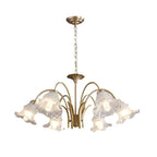 Gold copper and glass lily chandelier, seventh product view