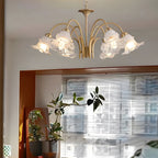 Gold copper and glass lily chandelier, fourth product view