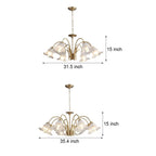 Gold copper and glass lily chandelier, sixth product view