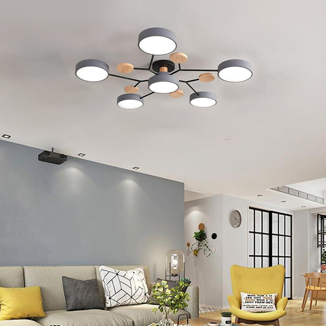 Sputnik Ceiling Light, Nordic Metal Artistic LED Chandelier for Kids Rooms and Nurseries, Flower-Form Design in Three Colors