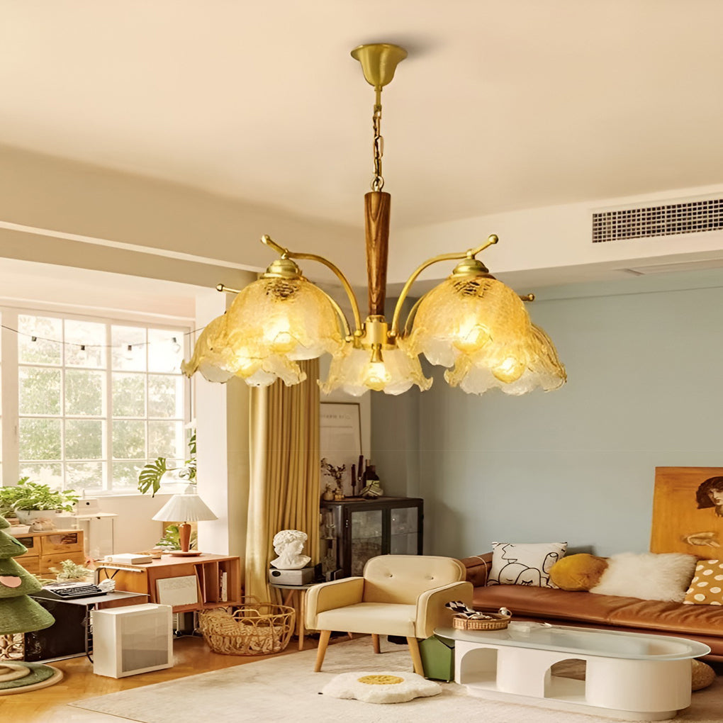 Vintage copper cracked glass chandelier, third product view