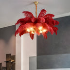 Copper frame feather chandelier, seventh product view