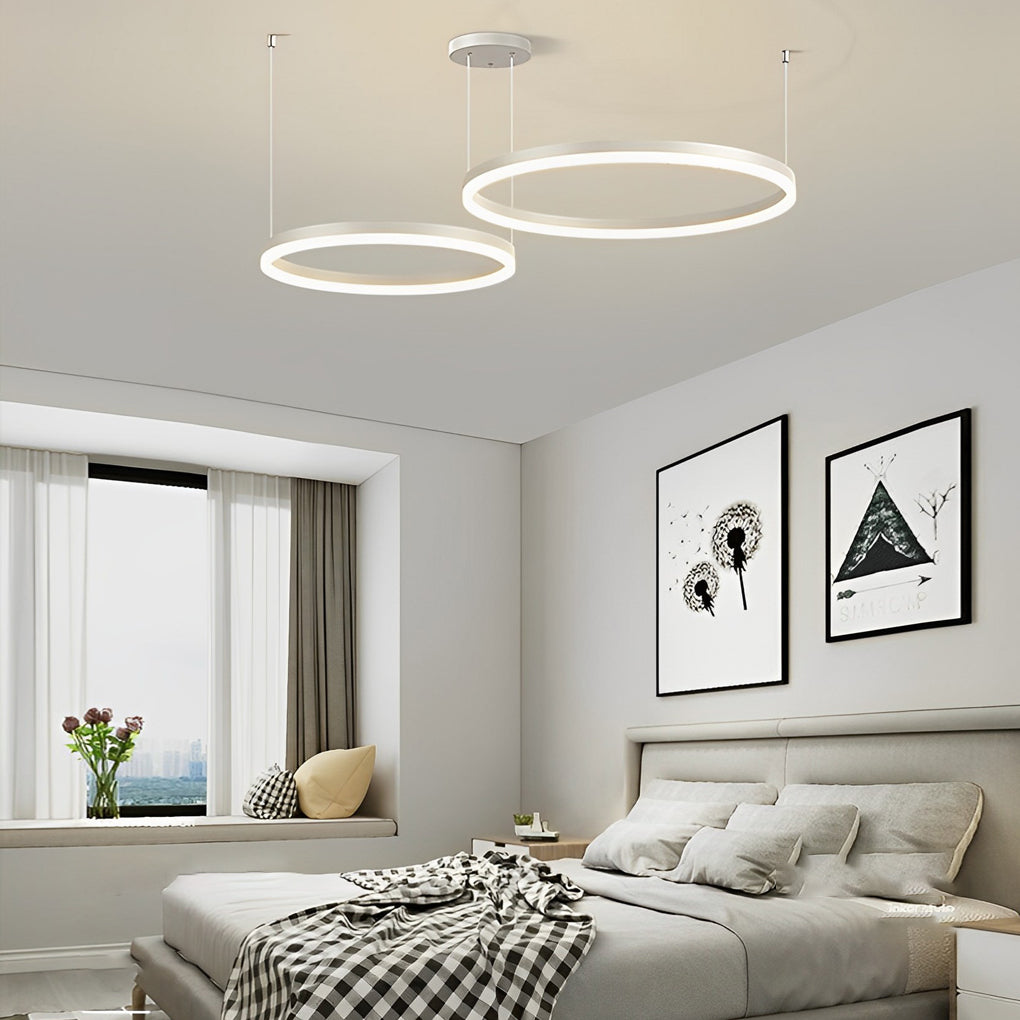 White iron concentric ring chandelier, third product view