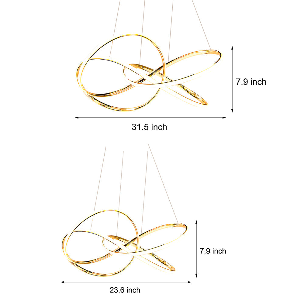 Curved ring LED chandelier, fifth product view