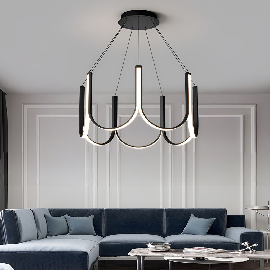 Black aluminium minimalist LED chandelier, fourth product view