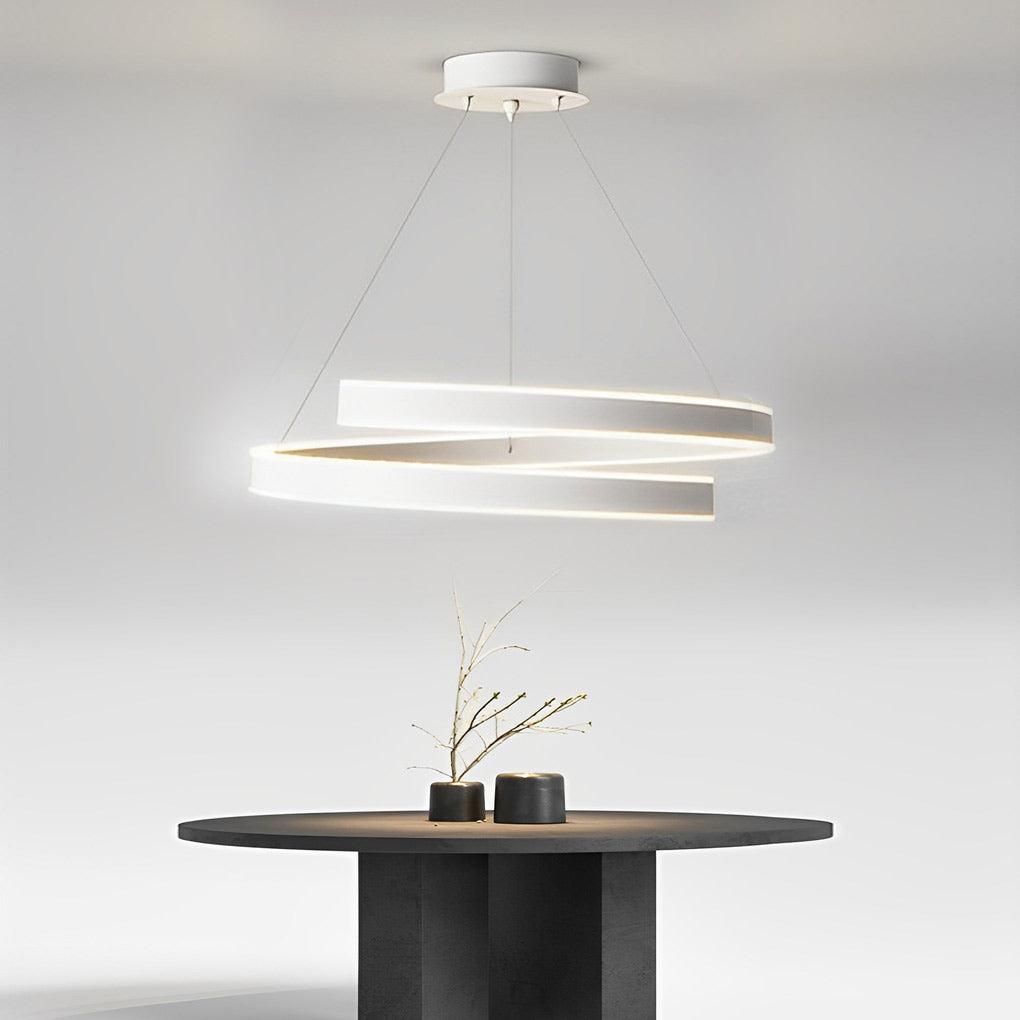 White iron ring chandelier, further view of the rings