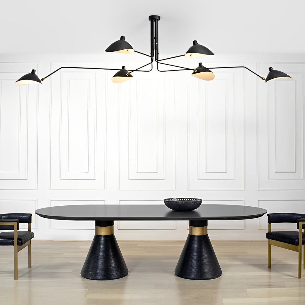 Black swing arm duckbill chandelier, third product view