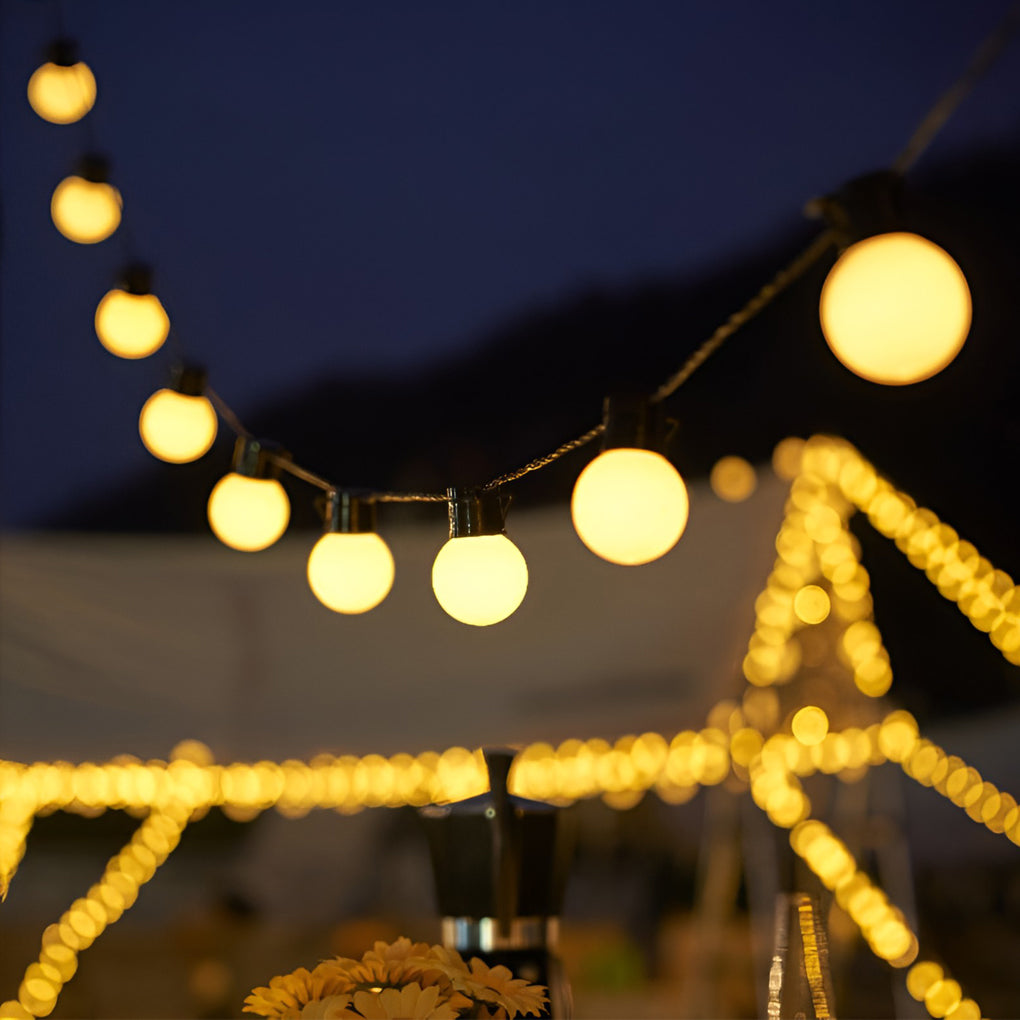 Solar String Lights, Waterproof LED Ball Garland for Garden, Patio, and Camping Evenings, Connectable and Low-Light Rechargeable