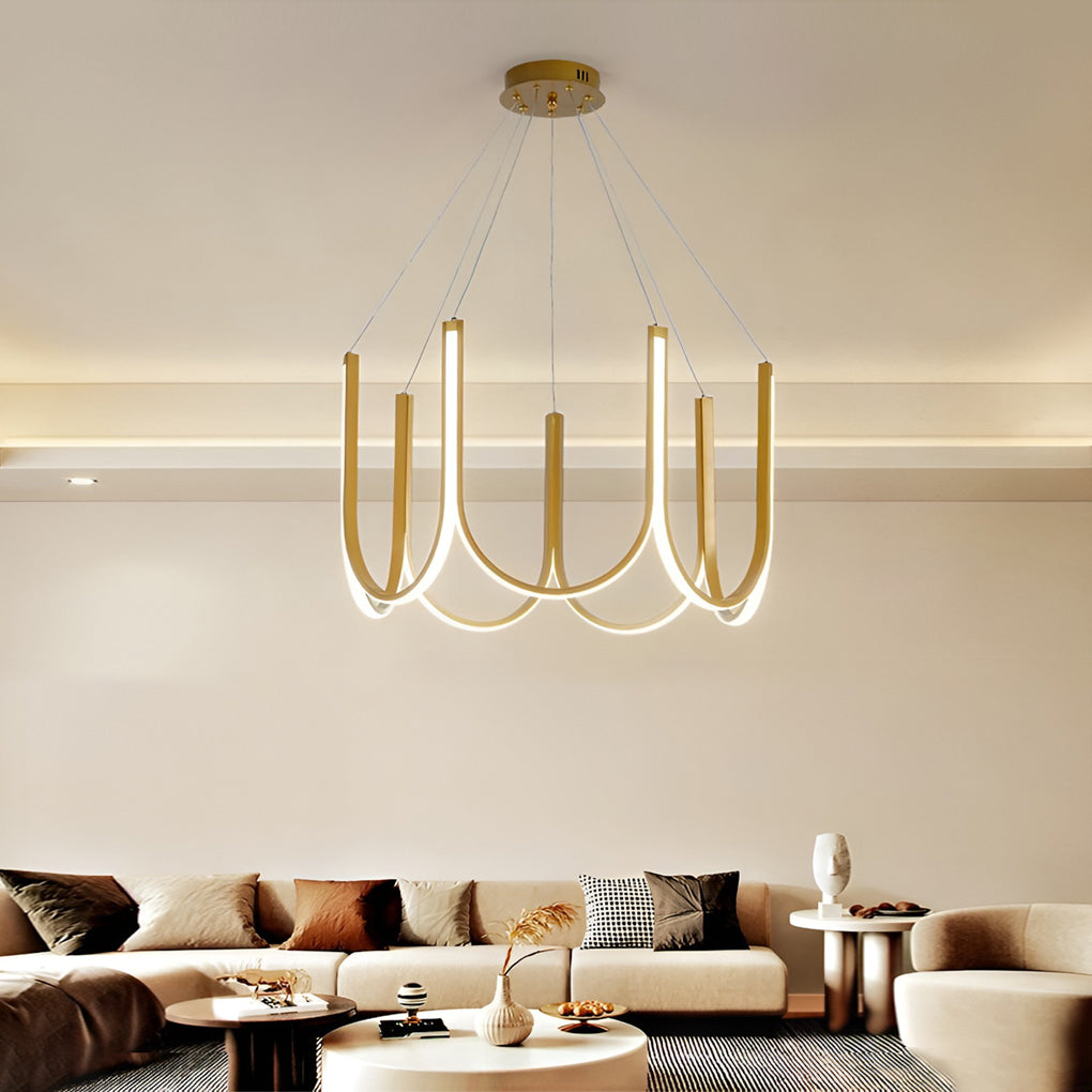 Black aluminium minimalist LED chandelier, main product view