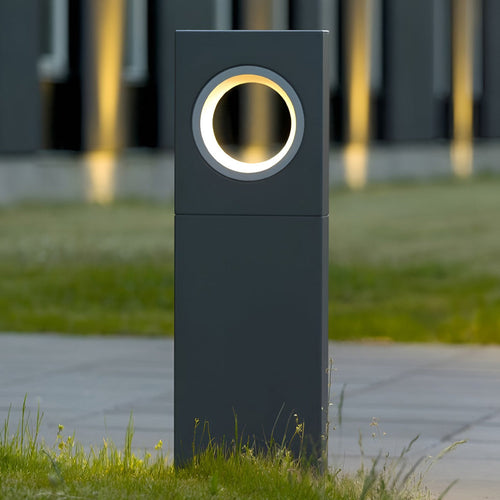 Sculptural bollard post lamp shown in an alternative view