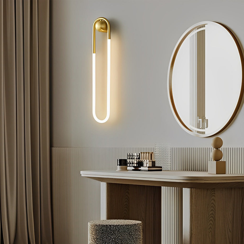 Copper Minimalist Wall Lamp, Three-Step Dimming LED Sconce for Bedrooms and Hallways, Brass Body in Two Heights