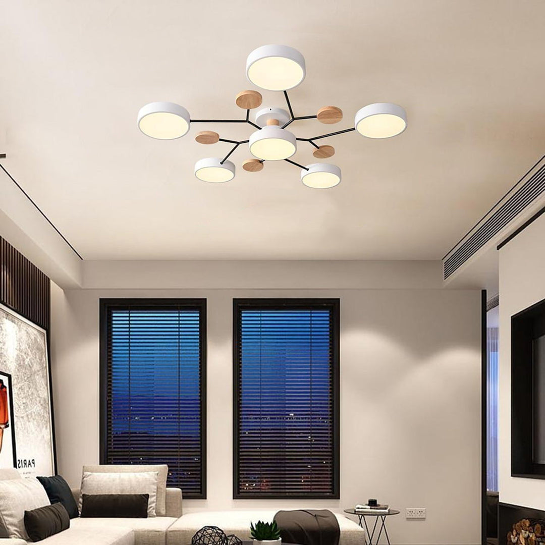 Sputnik Ceiling Light, Nordic Metal Artistic LED Chandelier for Kids Rooms and Nurseries, Flower-Form Design in Three Colors