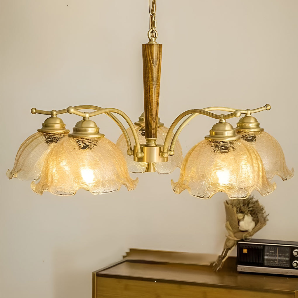 Vintage copper cracked glass chandelier, sixth product view